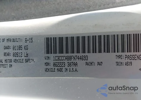 2015 Chrysler 200 Limited из США, поврежденный, VIN 1C3CCCAB8FN744693